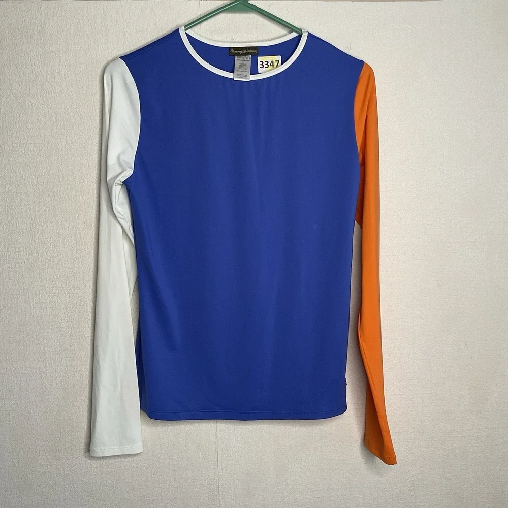 Tommy‎ Bahama Rash Guard Swim Shirt Top Long Sleeve Women's Size L Purple Orange